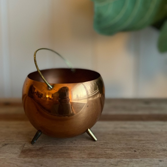 Source Unknown Other - Vintage mid century copper craft cauldron planter